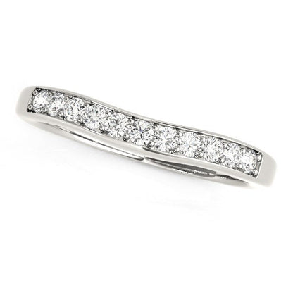 14k White Gold Curved Diamond Wedding Band (1/4 cttw) Bids.com