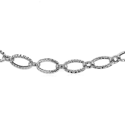 Textured Oval Link Bracelet in 14k White Gold Bids.com