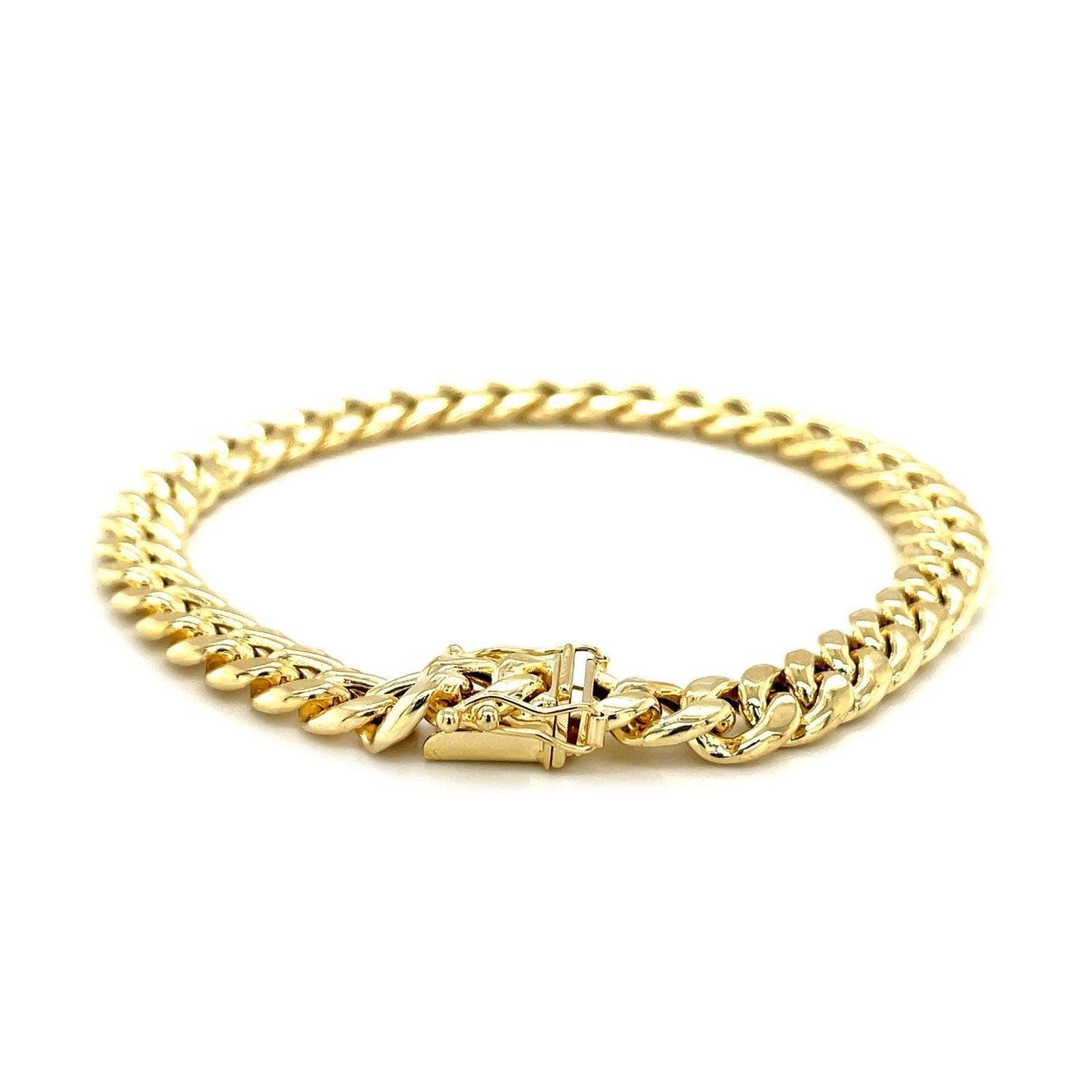 7.5mm 14k Yellow Gold Semi Solid Miami Cuban Bracelet Bids.com