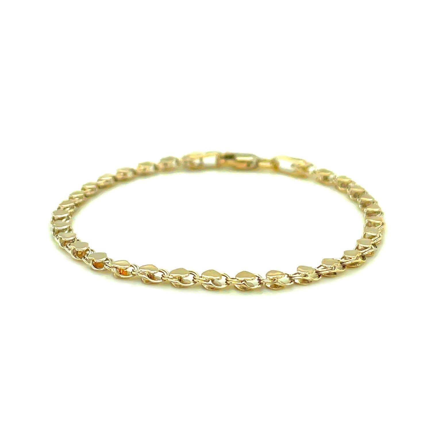 2.9mm 14k Yellow Gold Heart Anklet Bids.com