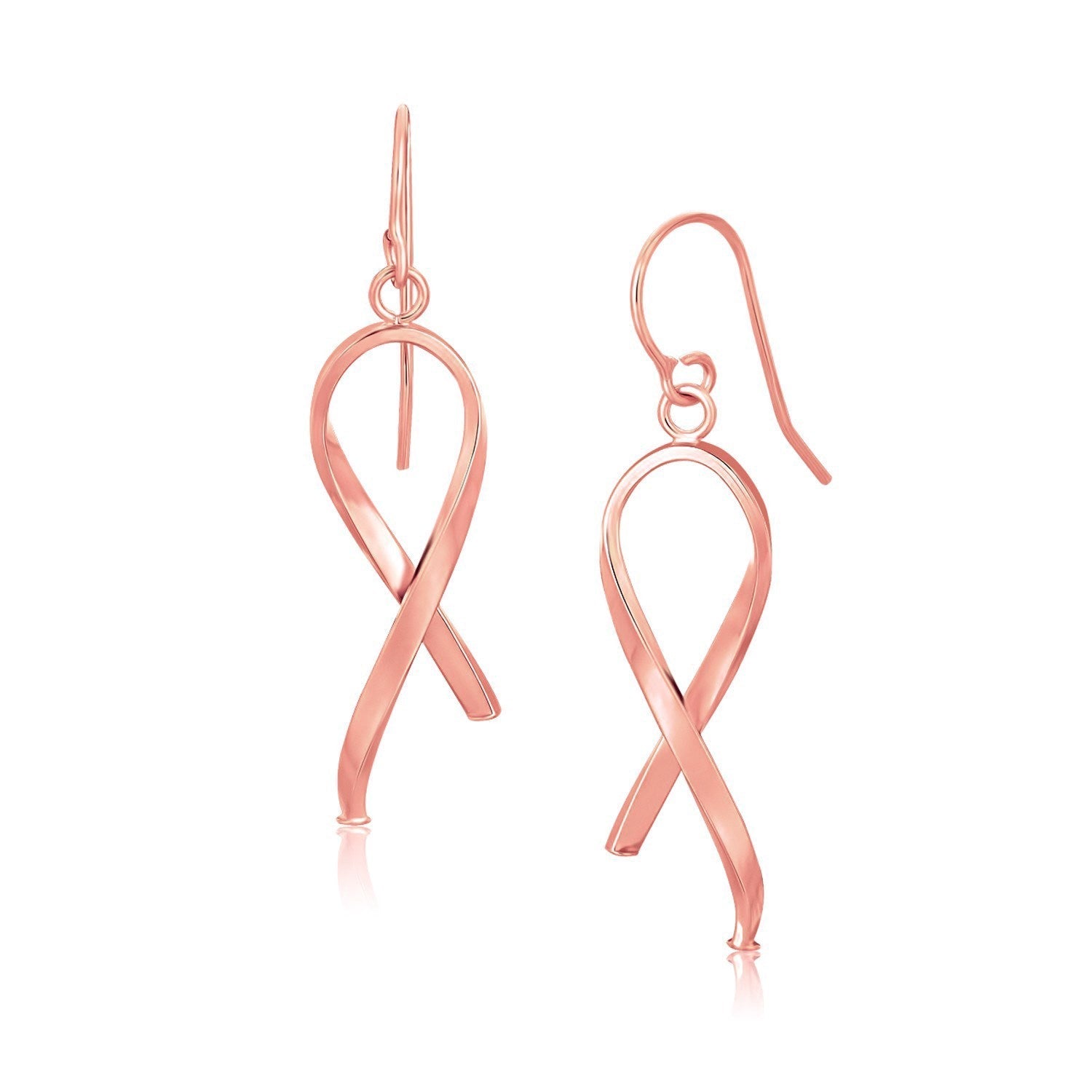 14k Rose Gold Polished Ribbon Style Drop Earrings Bids.com