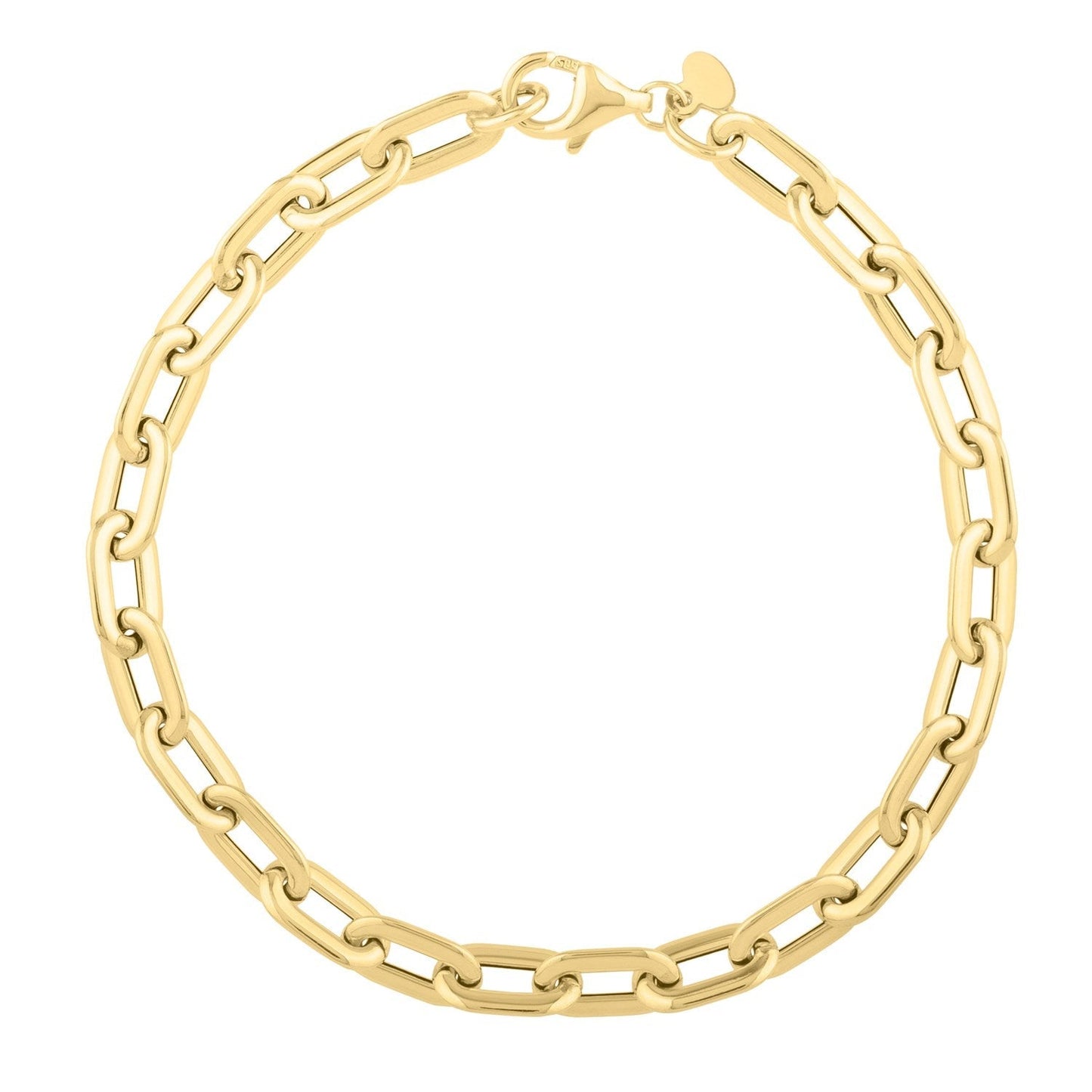 14k Yellow Gold Oval Domed Paperclip Chain Bracelet (5.30 mm) Bids.com