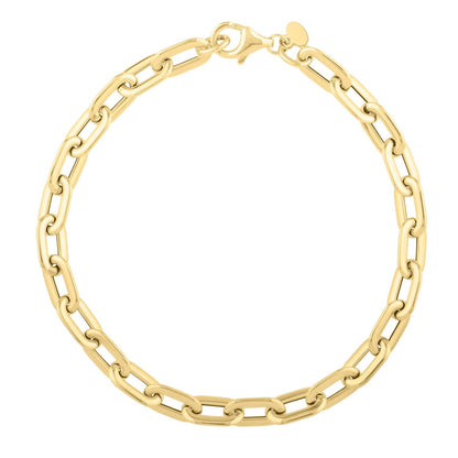 14k Yellow Gold Oval Domed Paperclip Chain Bracelet (5.30 mm) Bids.com
