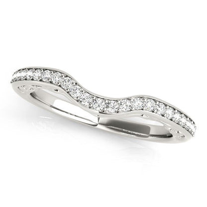 14k White Gold Prong Set Curved Diamond Wedding Ring (1/6 cttw) Bids.com