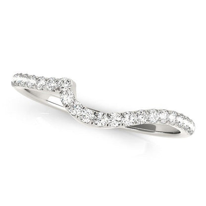 14k White Gold Round Pave Setting Curved Diamond Wedding Ring (1/5 cttw) Bids.com