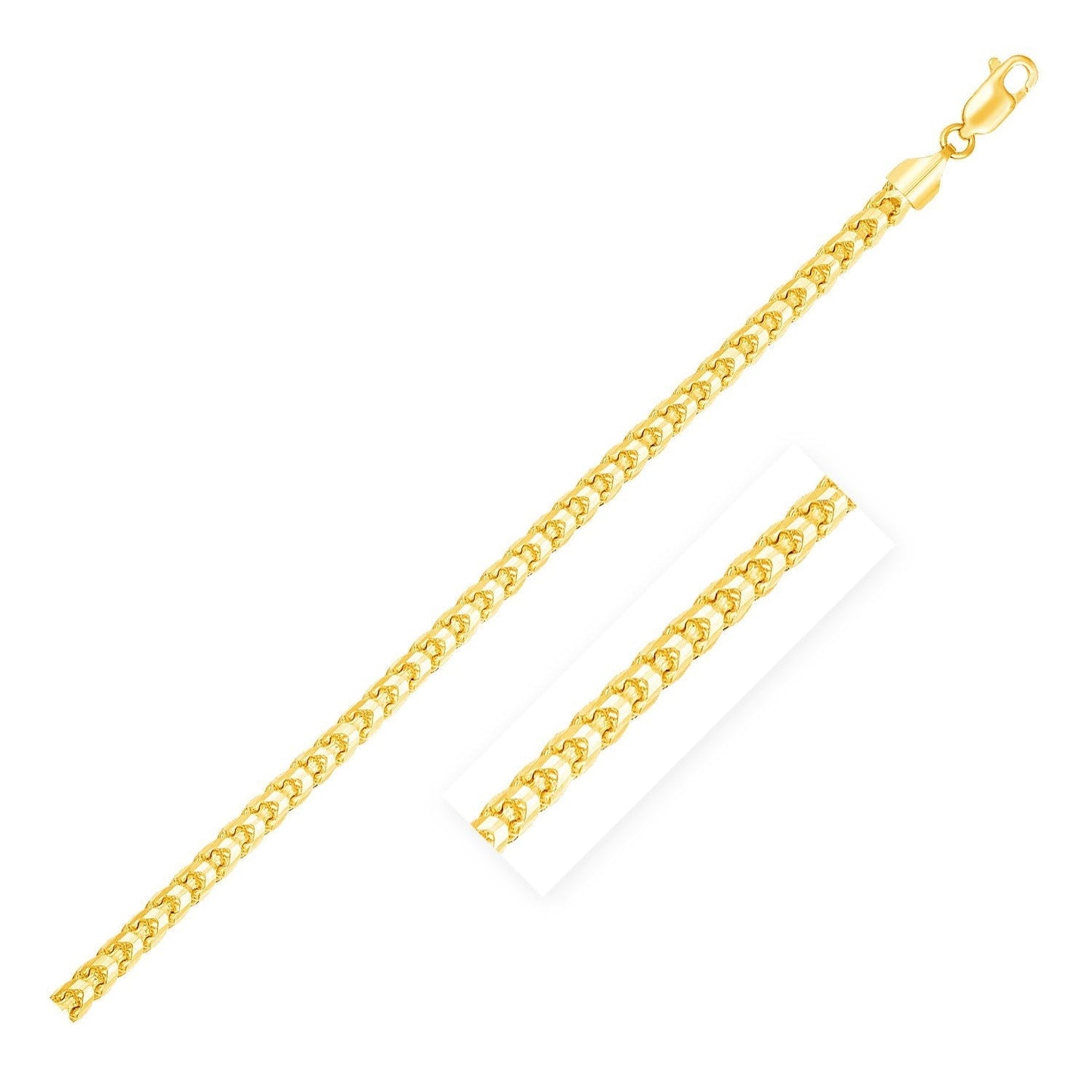 14k Yellow Gold Solid Diamond Cut Round Franco Bracelet (2.70 mm) Bids.com