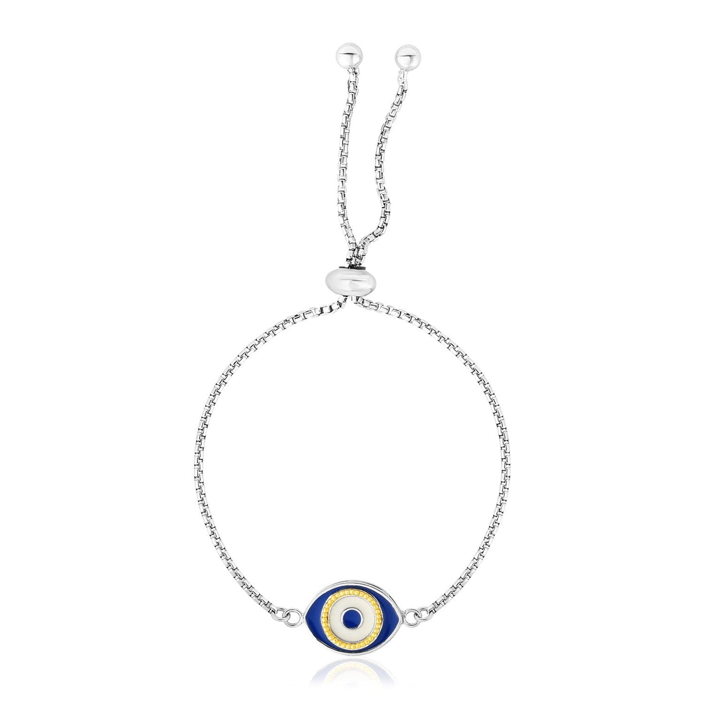 Sterling Silver Adjustable Two Toned Enameled Evil Eye Friendship Bracelet Bids.com