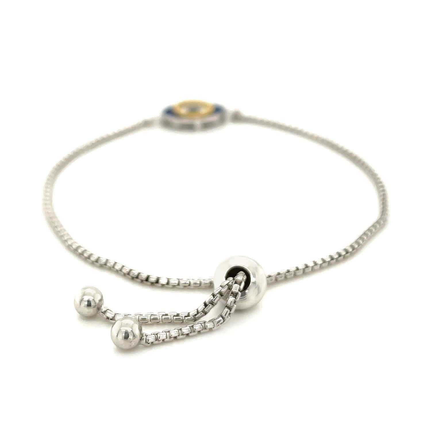 Sterling Silver Adjustable Two Toned Enameled Evil Eye Friendship Bracelet Bids.com