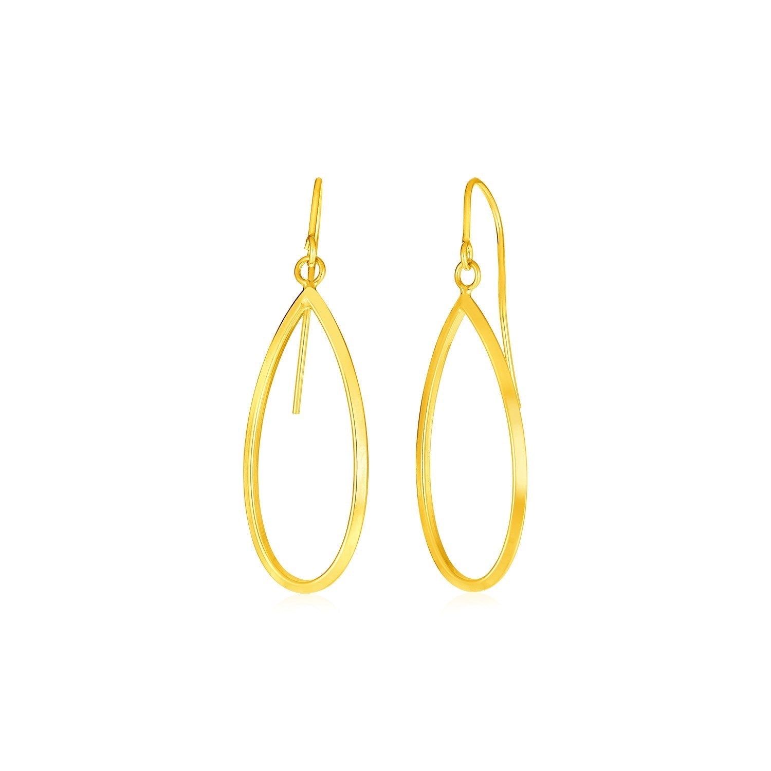 14k Yellow Gold Earrings with Polished Open Teardrop Dangles Bids.com