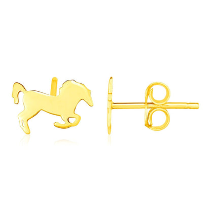 14K Yellow Gold Horse Earrings Bids.com