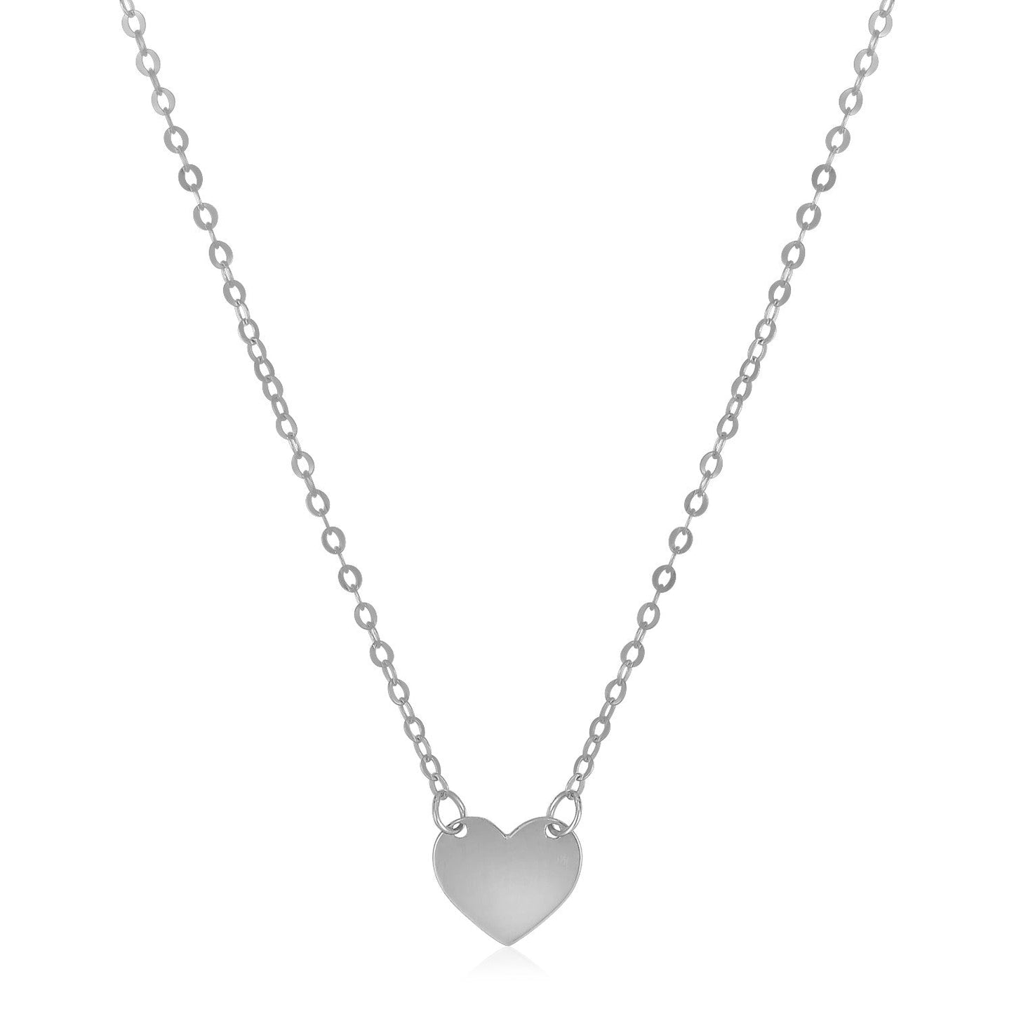 14k White Gold Polished Mini Heart Necklace Bids.com