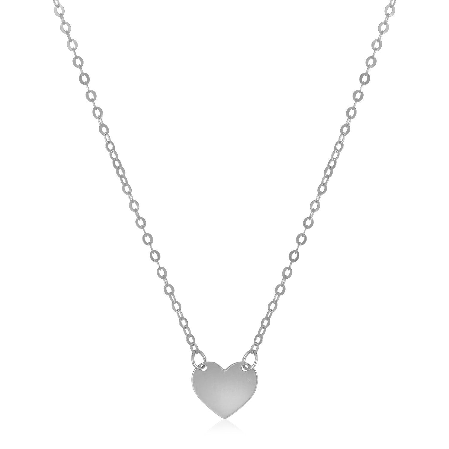 14k White Gold Polished Mini Heart Necklace Bids.com