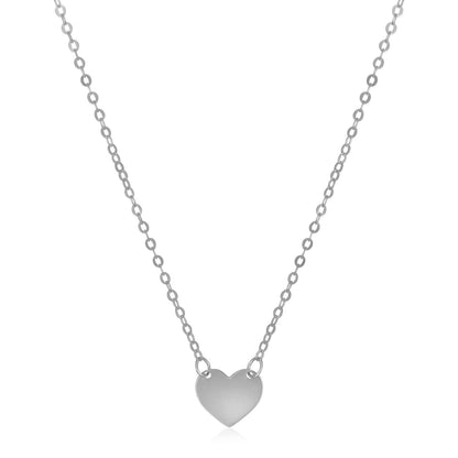 14k White Gold Polished Mini Heart Necklace Bids.com
