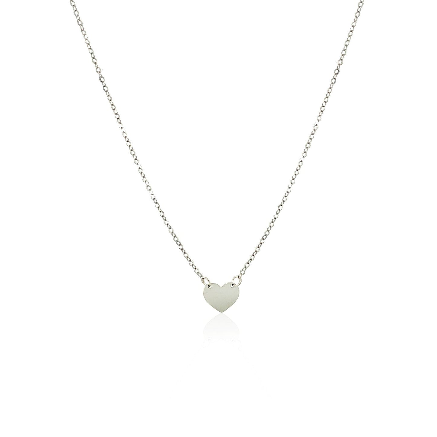 14k White Gold Polished Mini Heart Necklace Bids.com