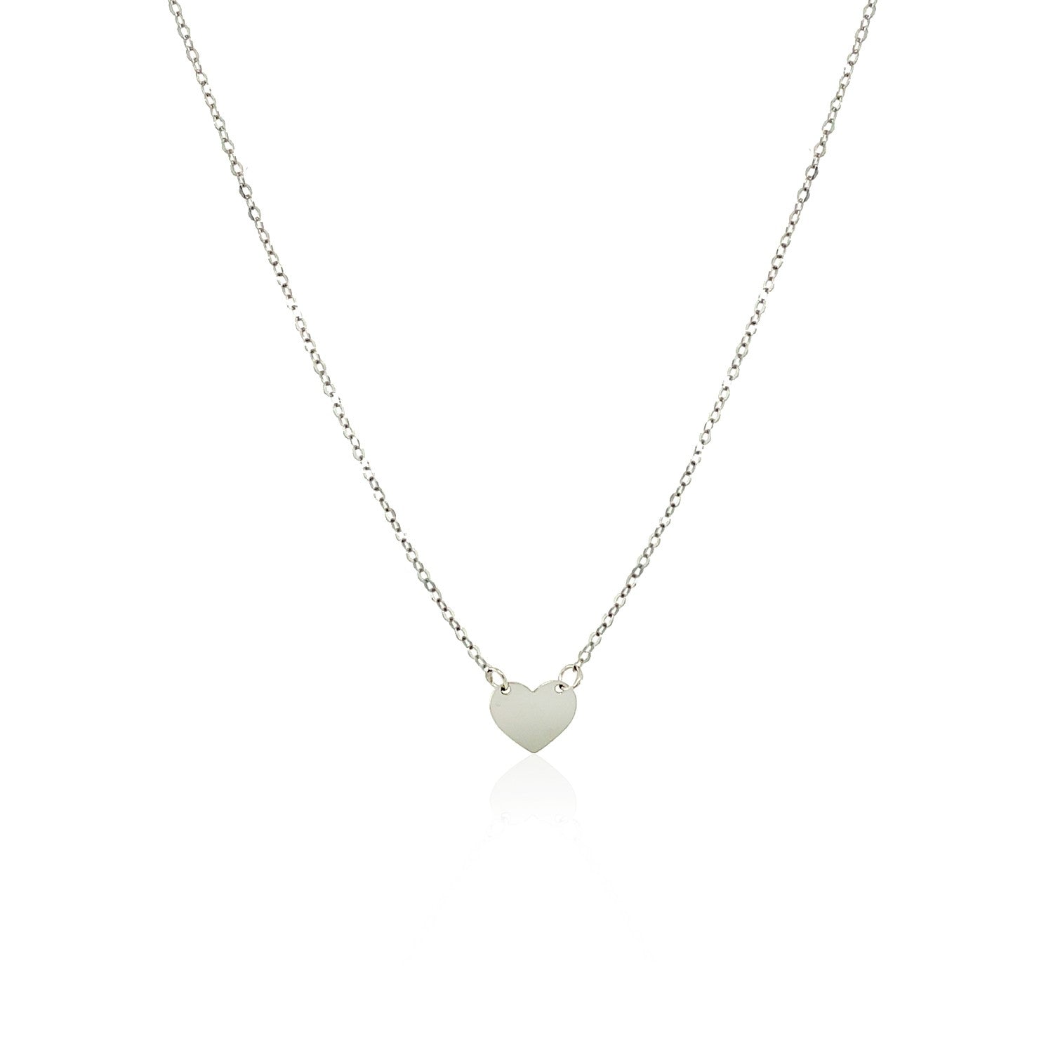 14k White Gold Polished Mini Heart Necklace Bids.com
