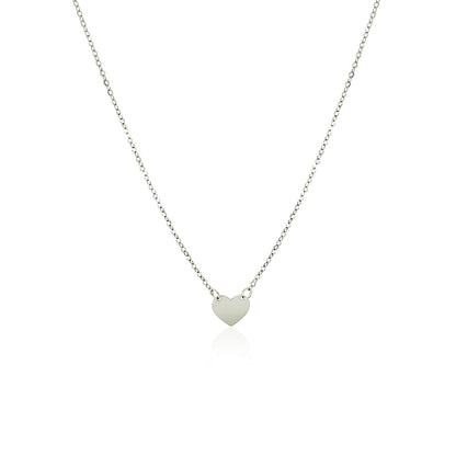 14k White Gold Polished Mini Heart Necklace Bids.com