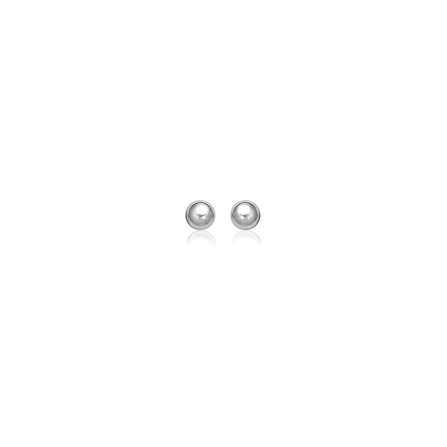 14k White Gold Spherical Stud Earrings (3.0 mm) Bids.com