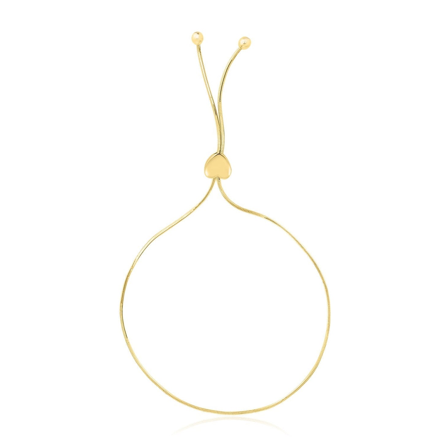 14k Yellow Gold Adjustable Lariat Style Heart Motif Bracelet Bids.com