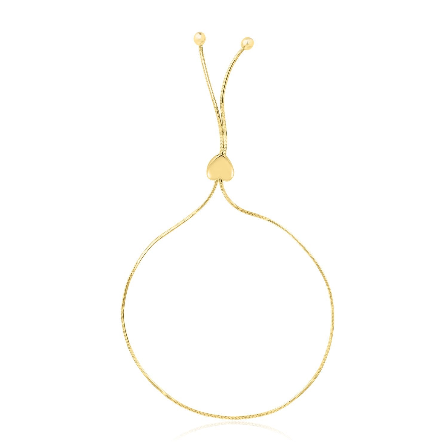 14k Yellow Gold Adjustable Lariat Style Heart Motif Bracelet Bids.com
