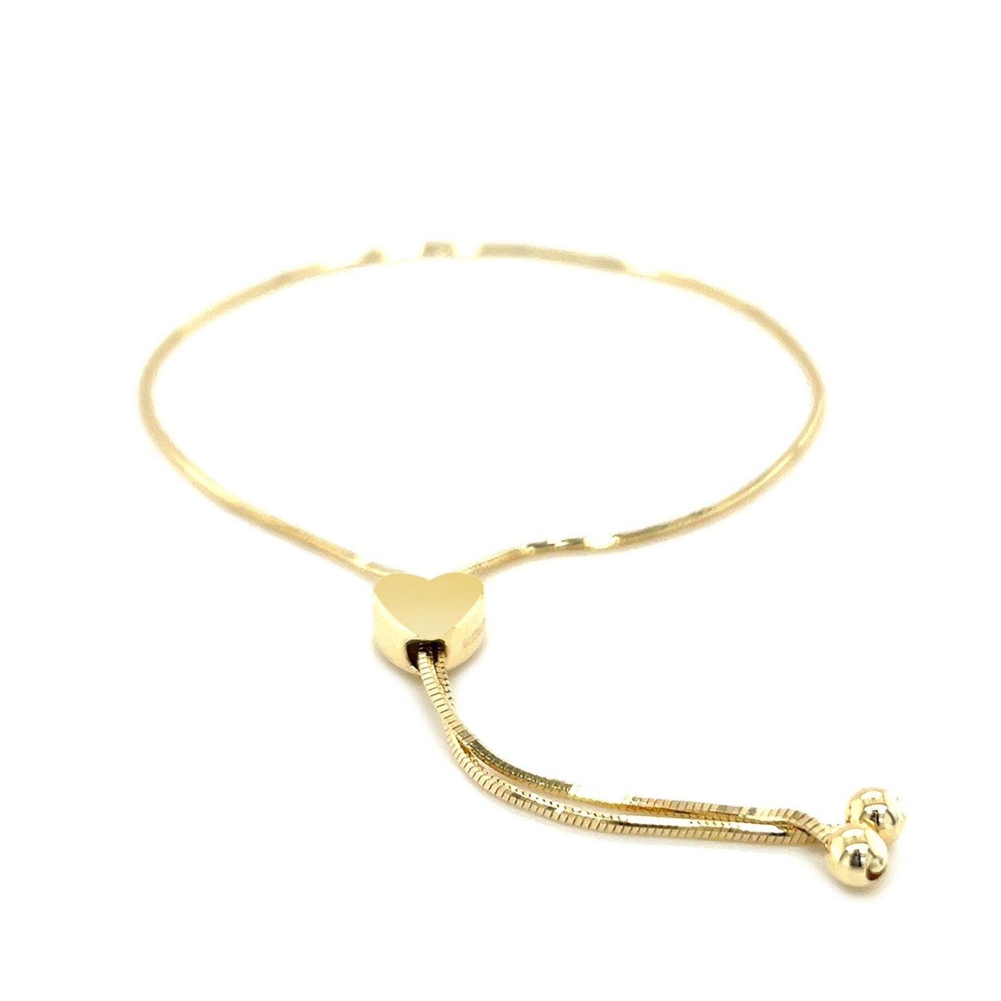 14k Yellow Gold Adjustable Lariat Style Heart Motif Bracelet Bids.com