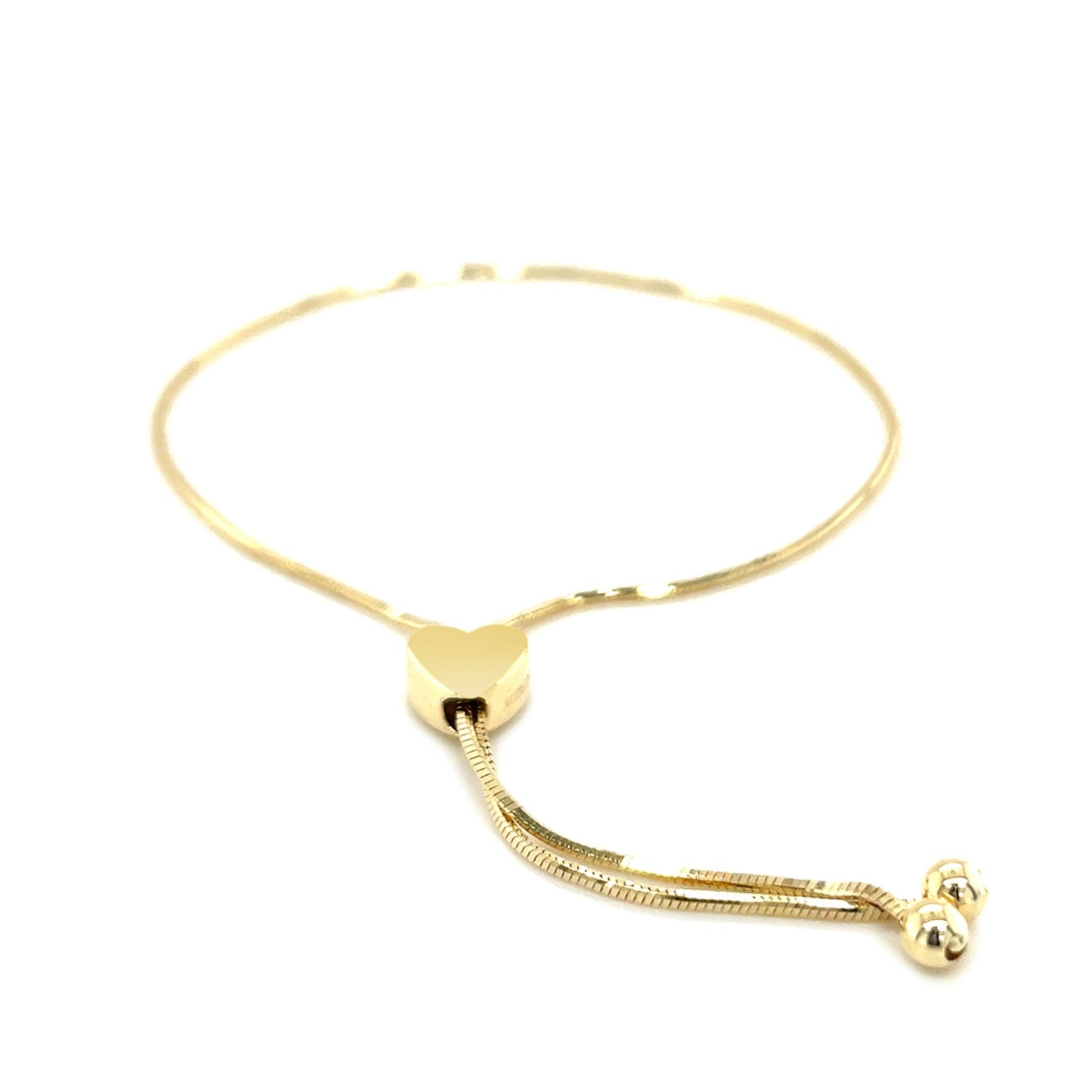14k Yellow Gold Adjustable Lariat Style Heart Motif Bracelet Bids.com