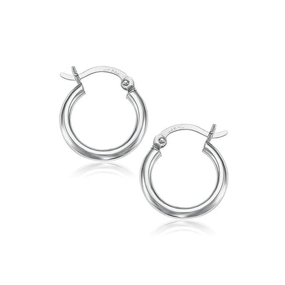 10k White Gold Polished Hoop Earrings (15 mm) Bids.com