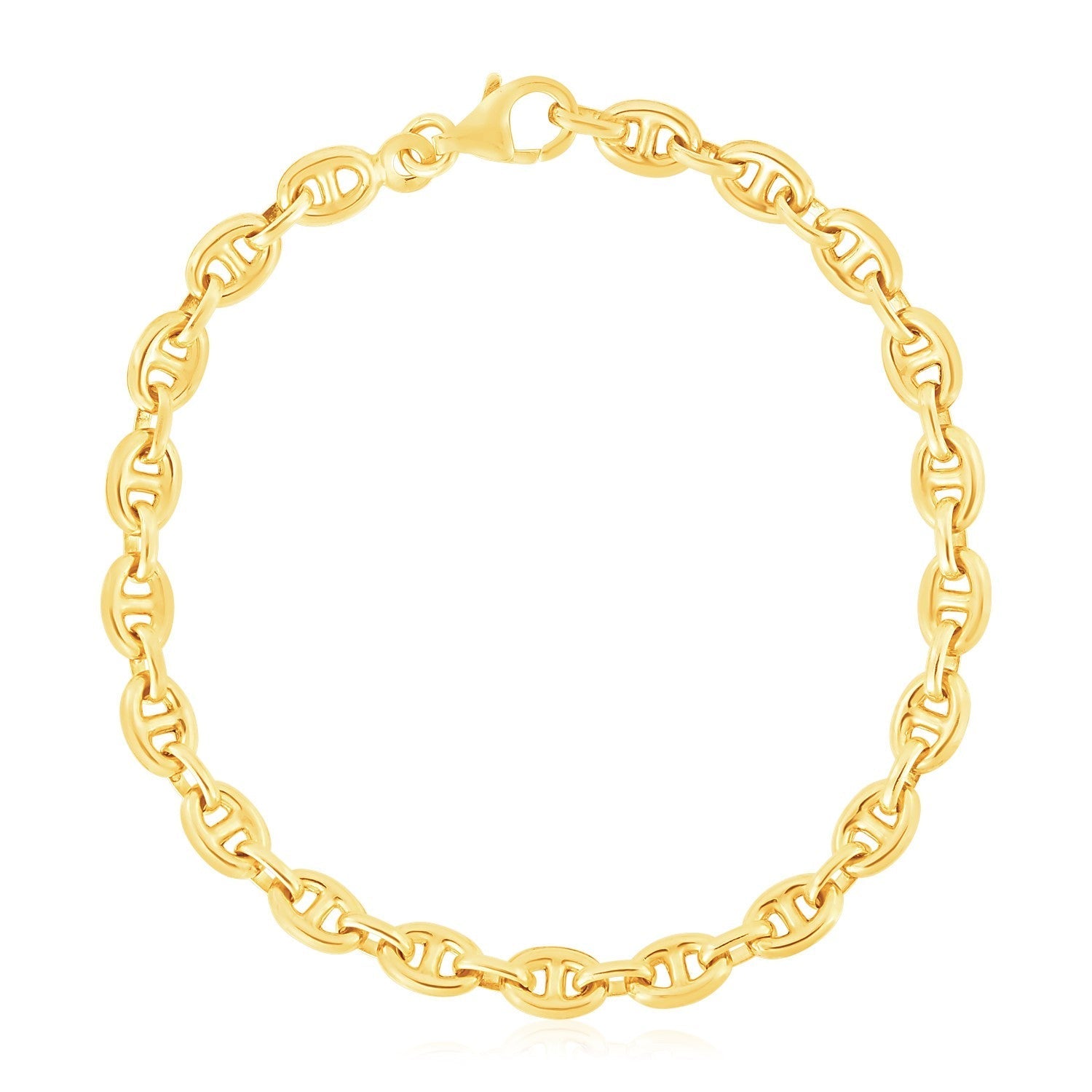14k Yellow Gold High Polish Mariner Link Bracelet (5.4mm) Bids.com