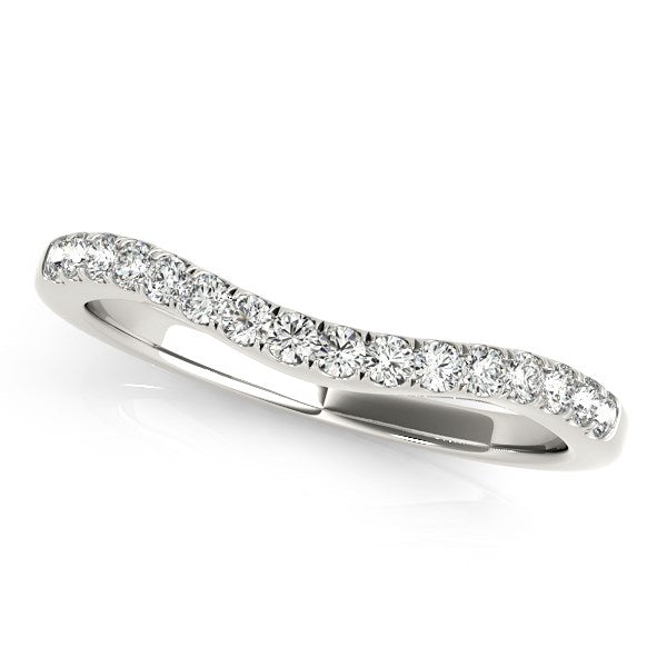 14k White Gold Curvy Style Pave Set Diamond Wedding Band (1/5 cttw) Bids.com
