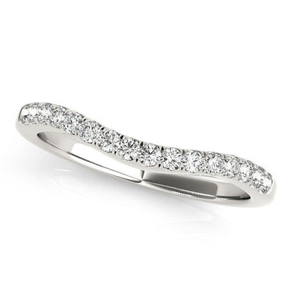 14k White Gold Curvy Style Pave Set Diamond Wedding Band (1/5 cttw) Bids.com