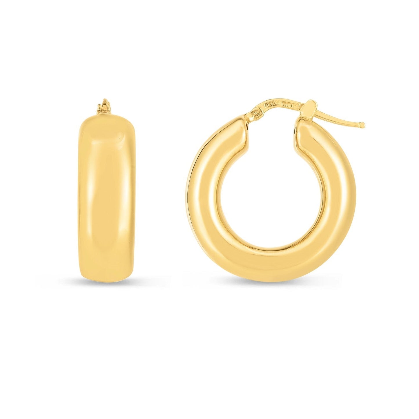 14k Yellow Gold Medium Puffy Hoops Bids.com