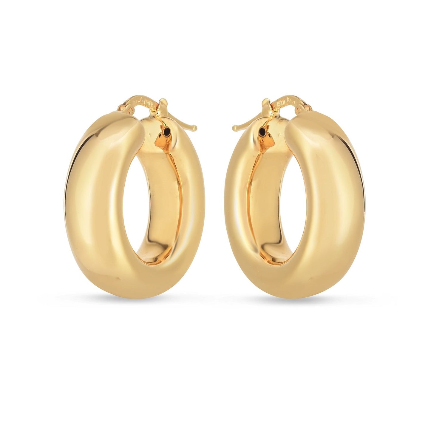 14k Yellow Gold Medium Puffy Hoops Bids.com