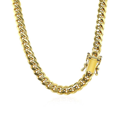 5.0mm 14k Yellow Gold Classic Miami Cuban Solid Chain Bids.com