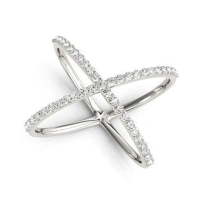 14k White Gold X Style Thin Ring with Diamonds (1/2 cttw) Bids.com