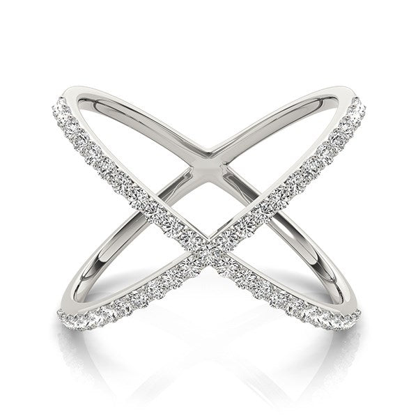 14k White Gold X Style Thin Ring with Diamonds (1/2 cttw) Bids.com
