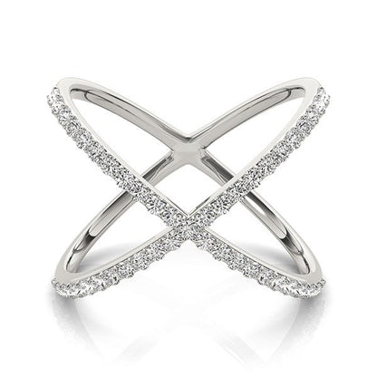 14k White Gold X Style Thin Ring with Diamonds (1/2 cttw) Bids.com