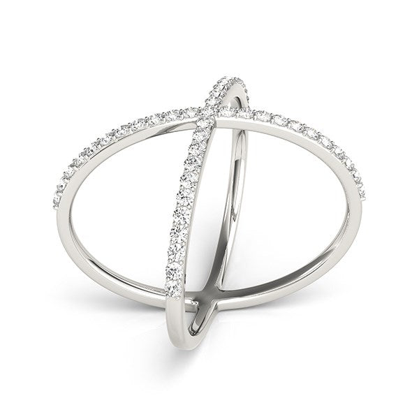14k White Gold X Style Thin Ring with Diamonds (1/2 cttw) Bids.com