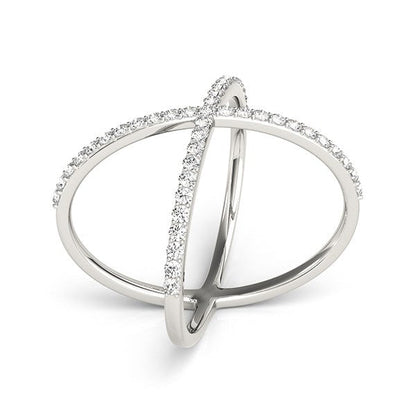 14k White Gold X Style Thin Ring with Diamonds (1/2 cttw) Bids.com