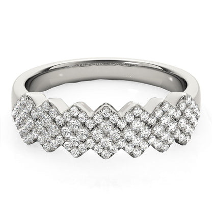 Diamond Studded Wide Multi-Diagonal Pattern Ring in 14k White Gold (5/8 cttw) Bids.com