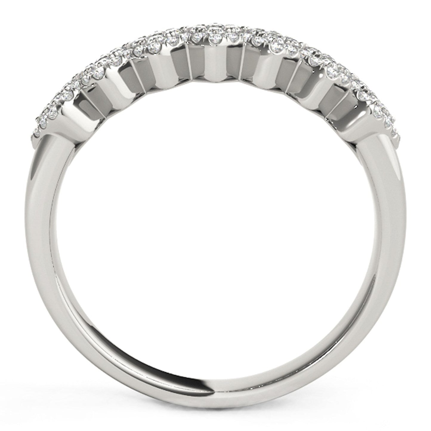 Diamond Studded Wide Multi-Diagonal Pattern Ring in 14k White Gold (5/8 cttw) Bids.com