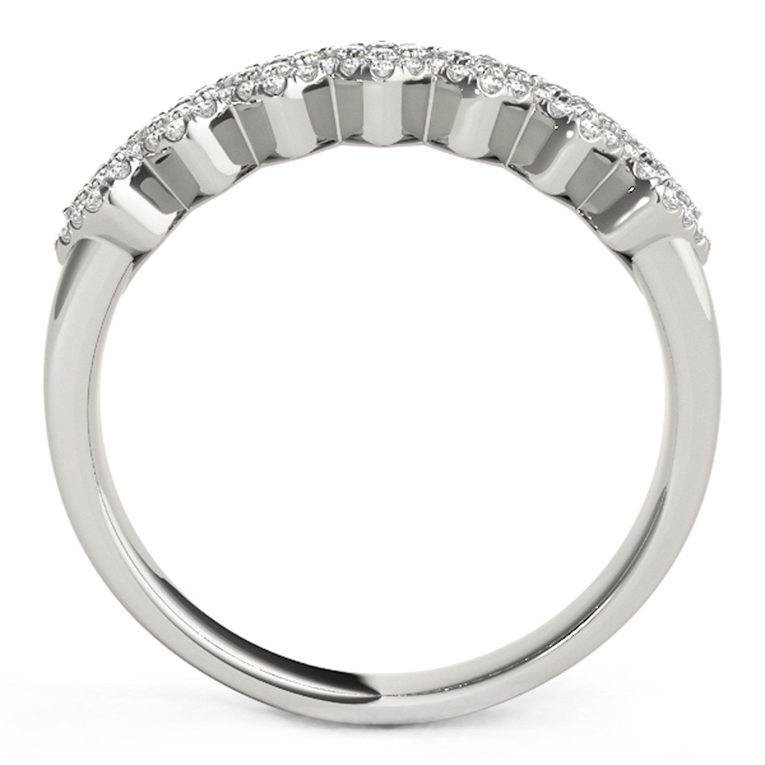 Diamond Studded Wide Multi-Diagonal Pattern Ring in 14k White Gold (5/8 cttw) Bids.com