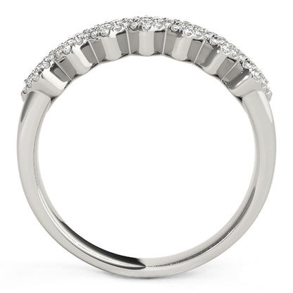 Diamond Studded Wide Multi-Diagonal Pattern Ring in 14k White Gold (5/8 cttw) Bids.com