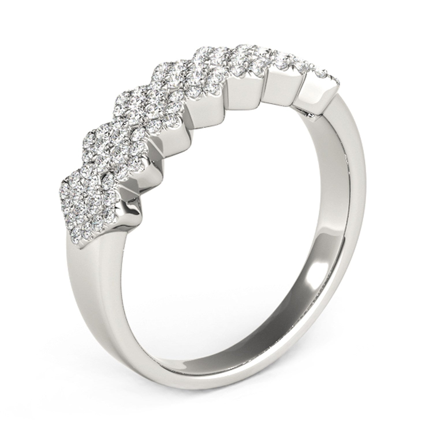 Diamond Studded Wide Multi-Diagonal Pattern Ring in 14k White Gold (5/8 cttw) Bids.com