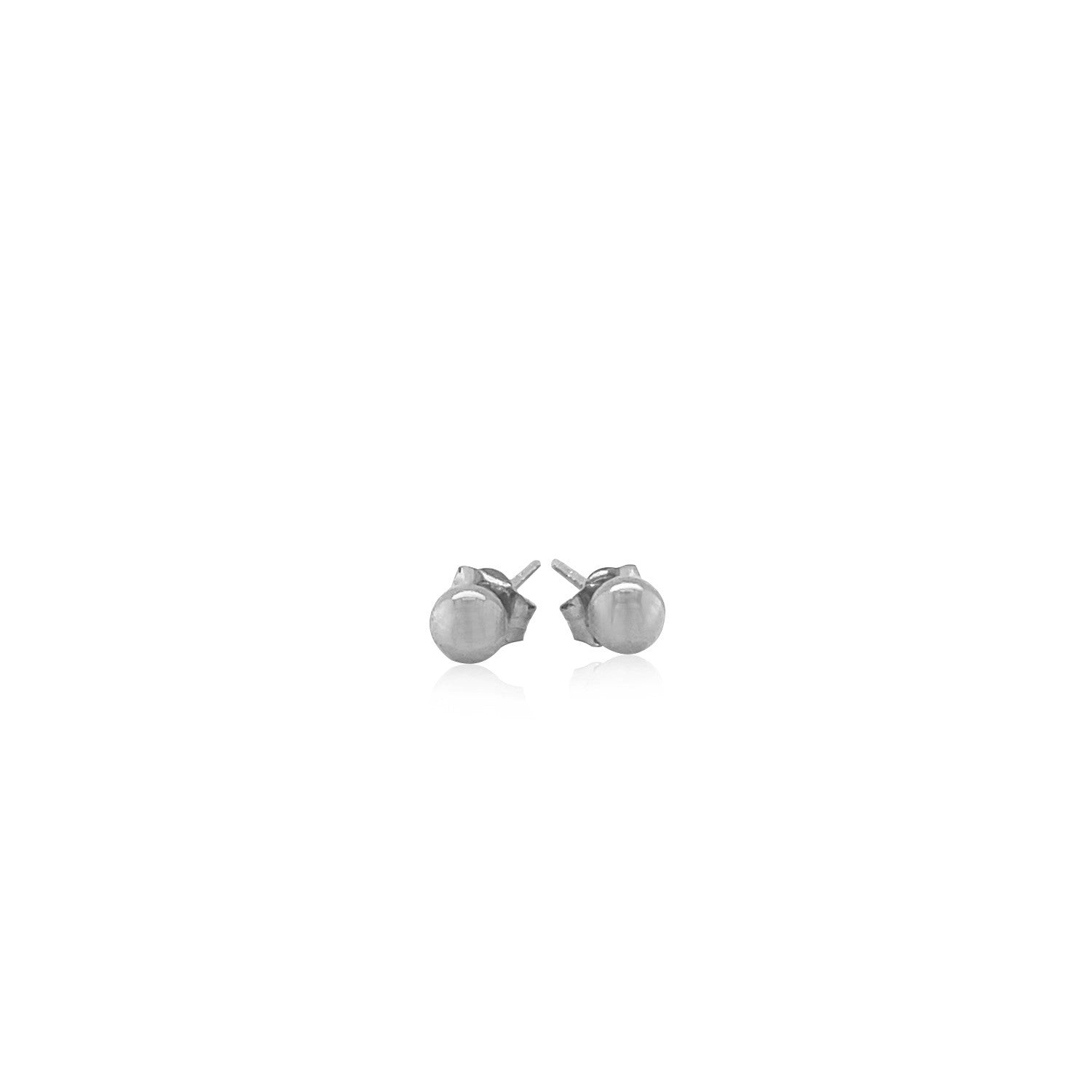 14k White Gold Round Stud Earrings (4.0 mm) Bids.com