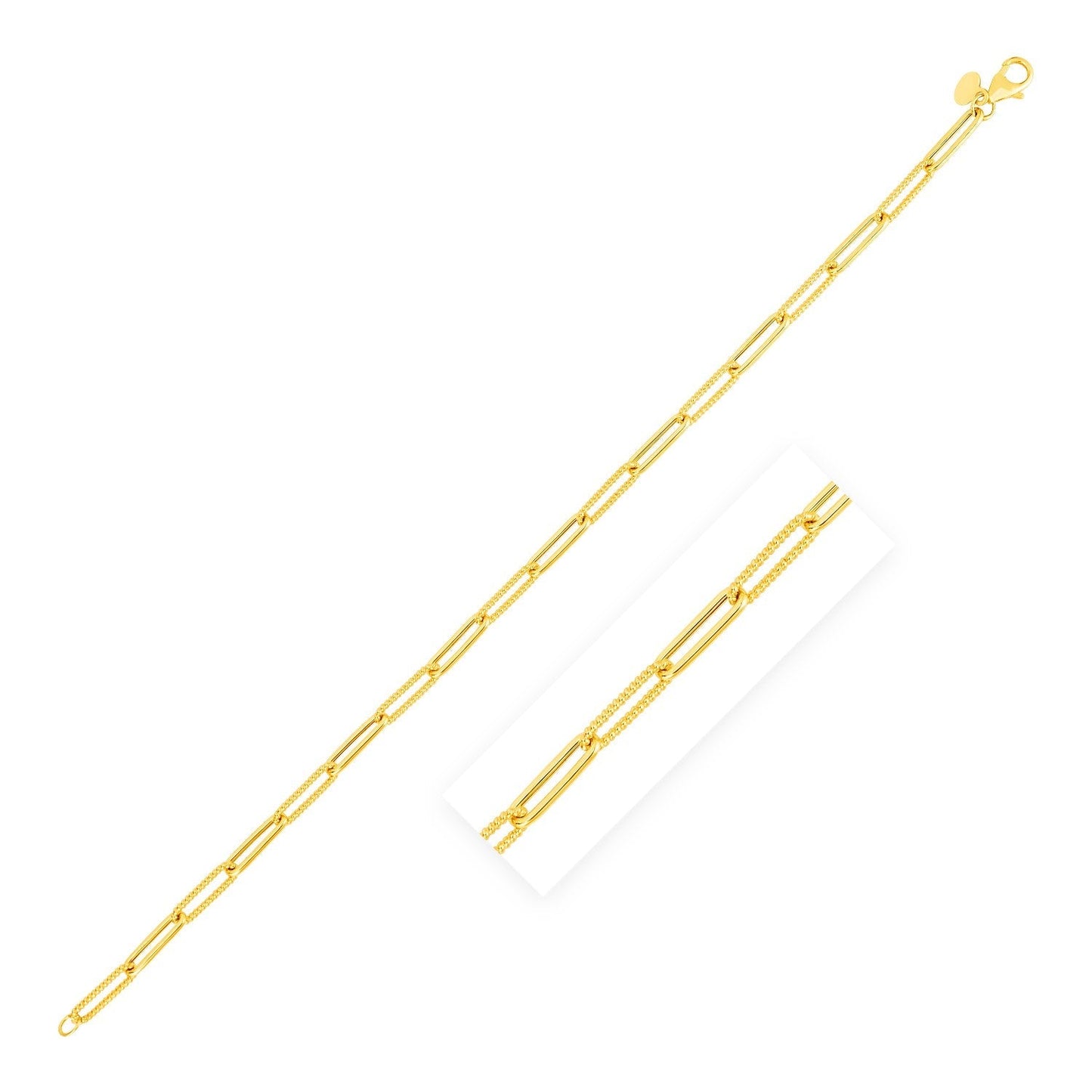 14k Yellow Gold Textured Paperclip Chain (3.5mm) Bids.com