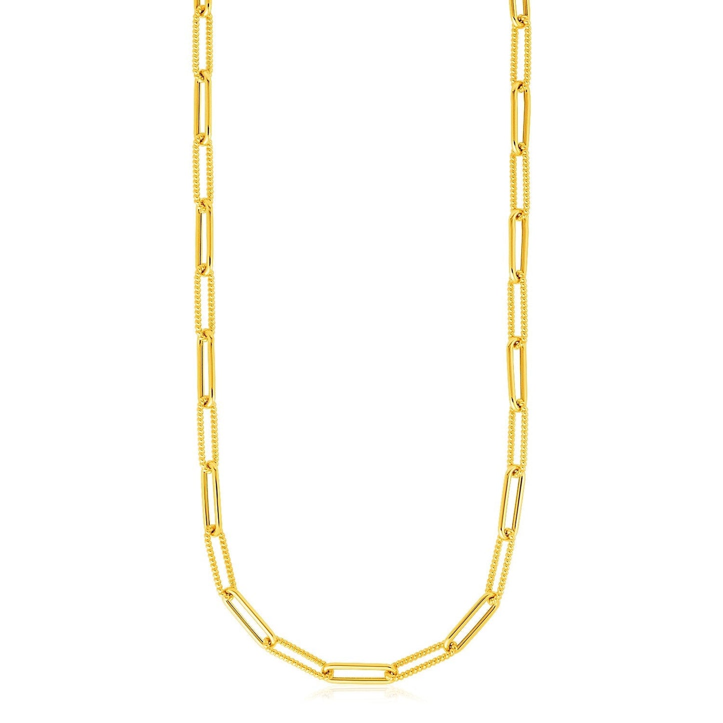 14k Yellow Gold Textured Paperclip Chain (3.5mm) Bids.com