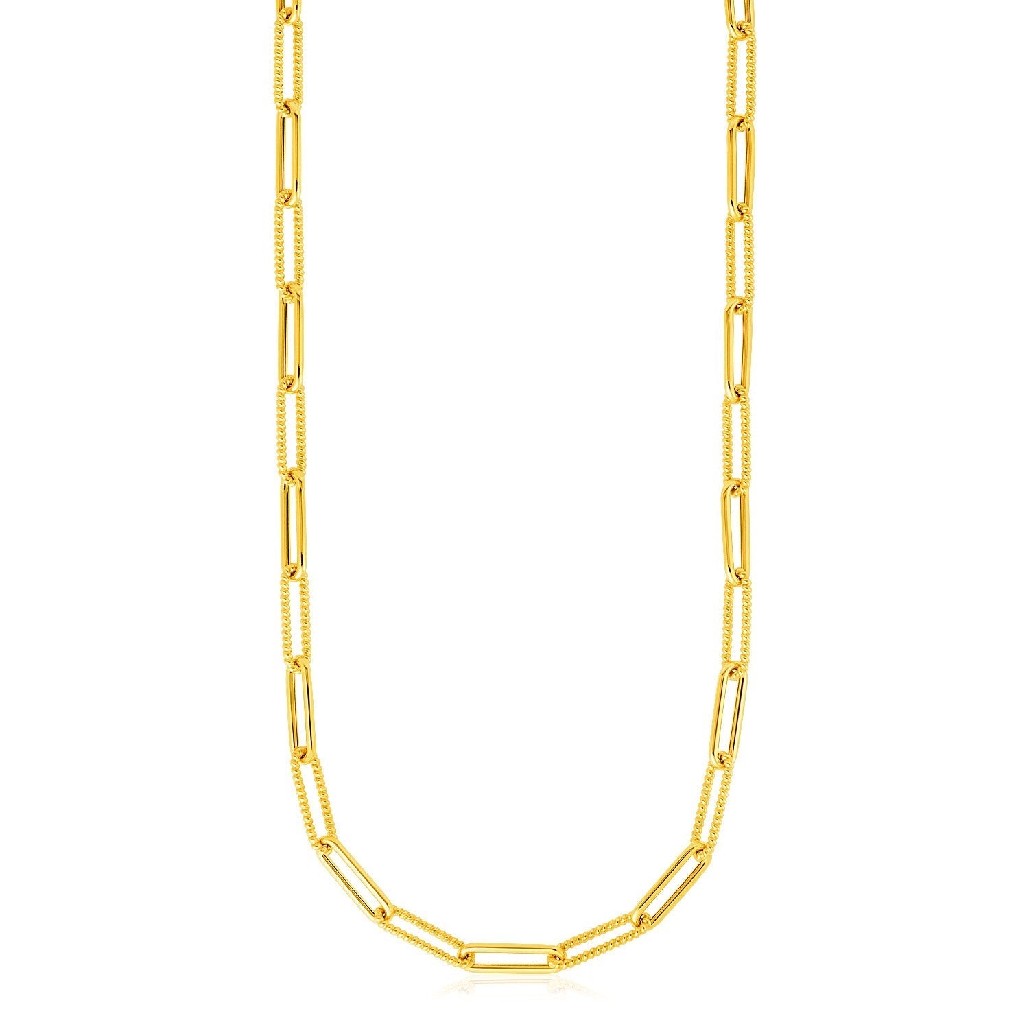 14k Yellow Gold Textured Paperclip Chain (3.5mm) Bids.com