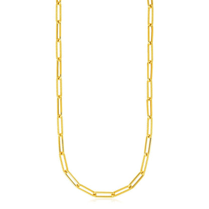 14k Yellow Gold Textured Paperclip Chain (3.5mm) Bids.com
