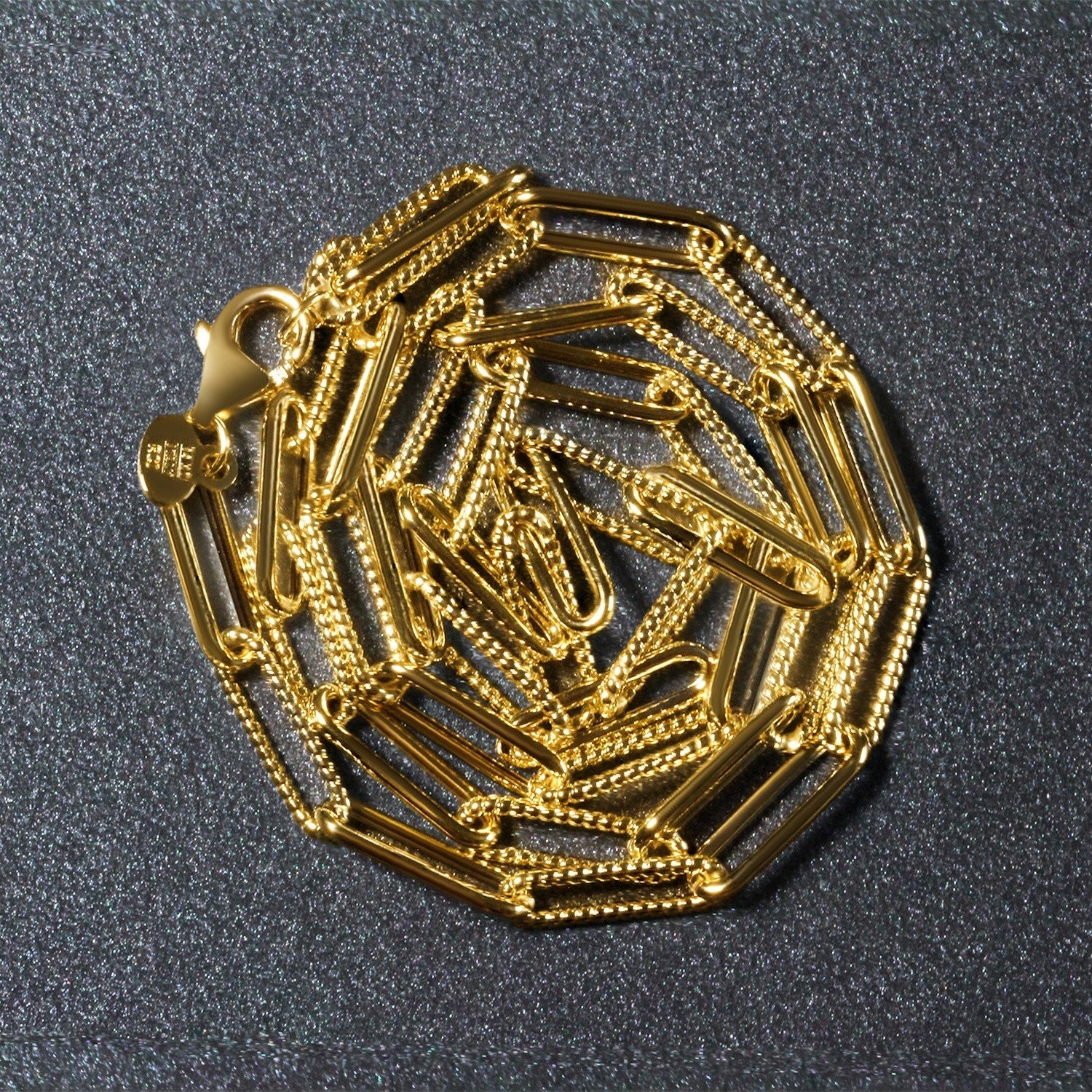 14k Yellow Gold Textured Paperclip Chain (3.5mm) Bids.com