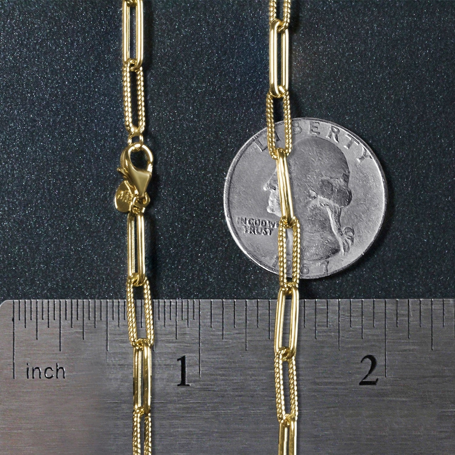 14k Yellow Gold Textured Paperclip Chain (3.5mm) Bids.com