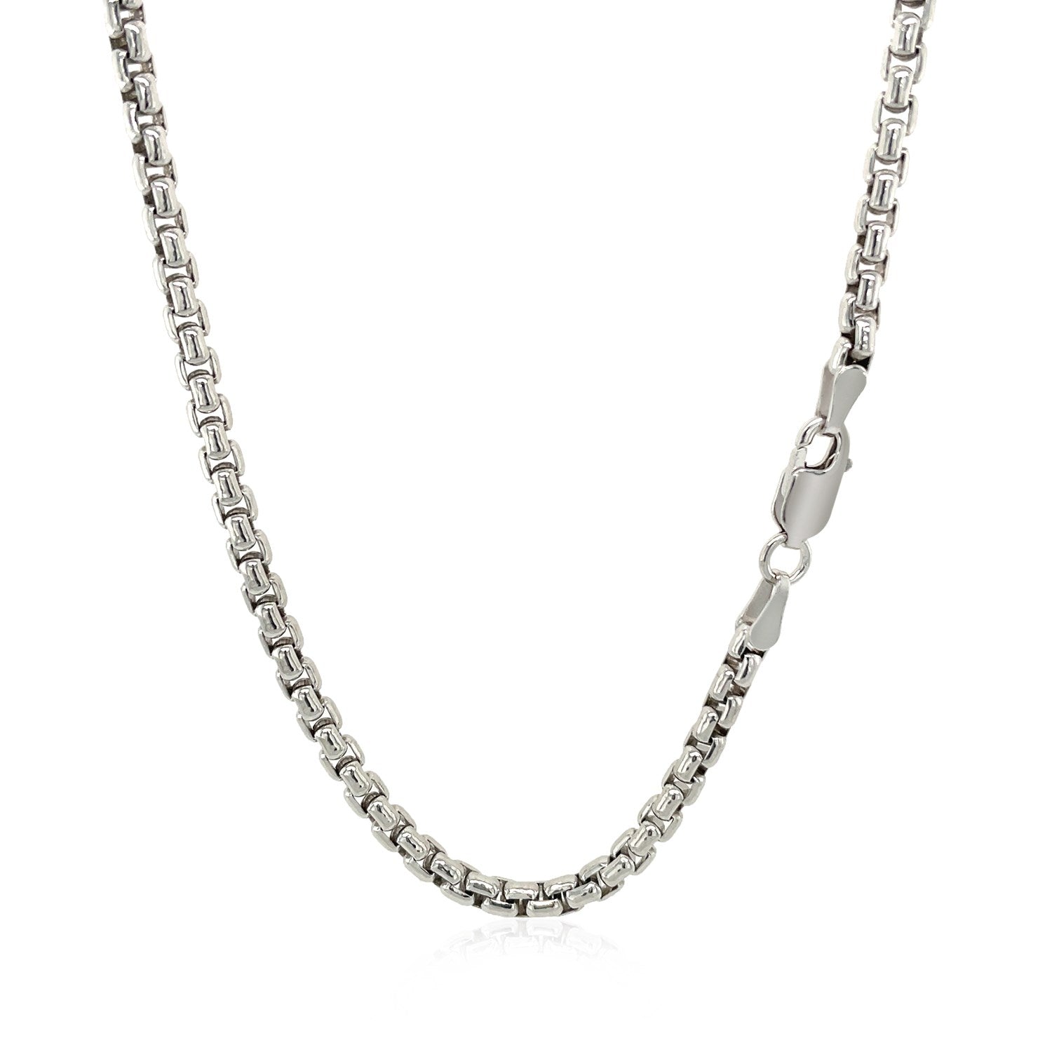 3.0mm Sterling Silver Rhodium Plated Round Box Chain Bids.com